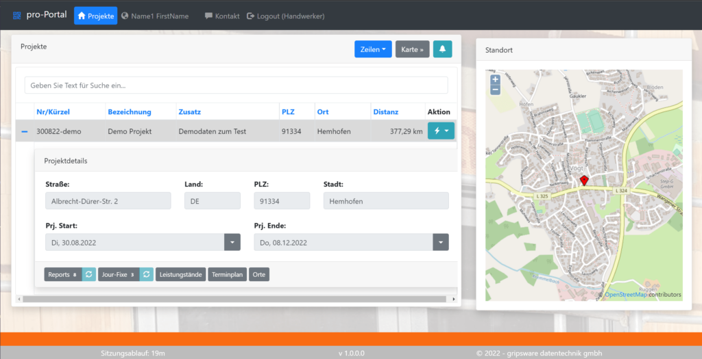 Bau Projektmanagement Software pro-Portal von Gripsware