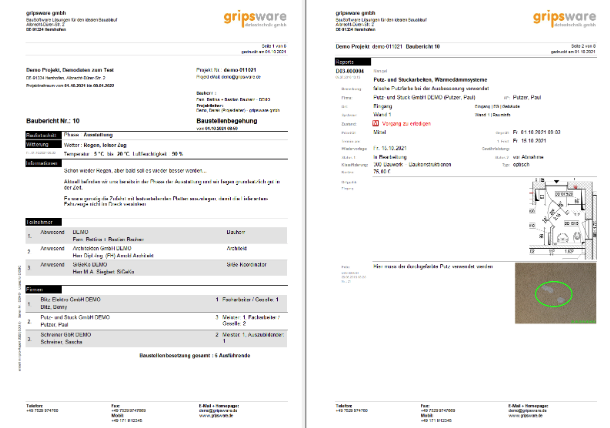 Baustellen Dokumentation mit pro-Report von Gripsware