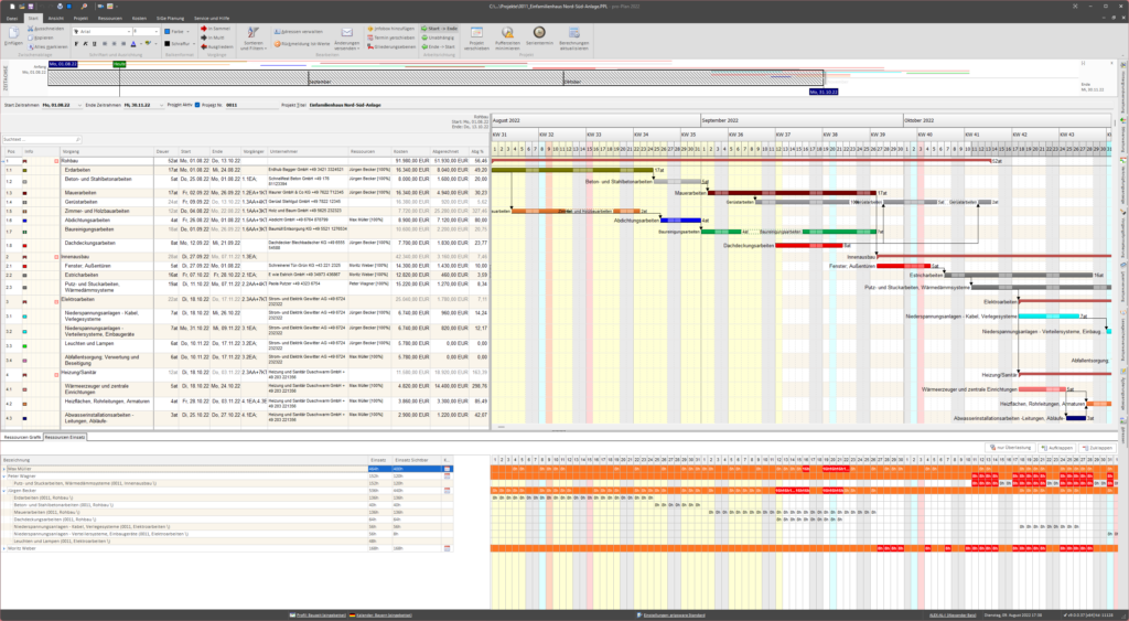 Bauzeitenplan Software von Gripsware